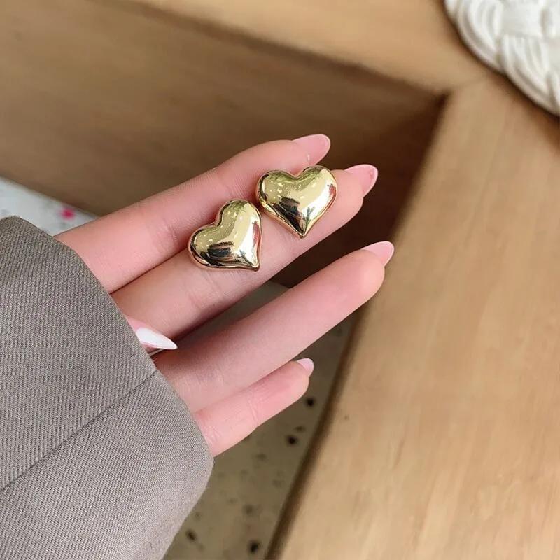 Fashion Simple Design Silver Color Hollow Heart Hoop Earrings for Women Cute Stainless Steel Gold Color Earrings Jewelry Gifts