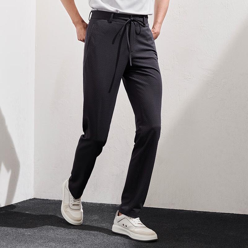 Baoxiniao Men's Diamond Texture Knit Straight-Leg Trousers