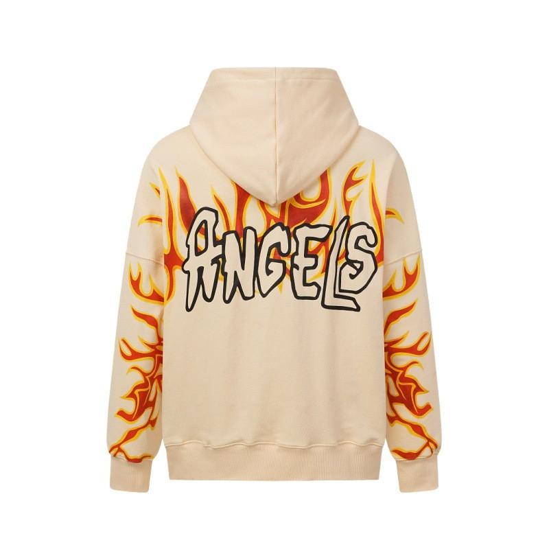 American Style Angel Flame Letter Print Hoodie Loose Fit Long Sleeve Sweatshirt Couples Youth Streetwear