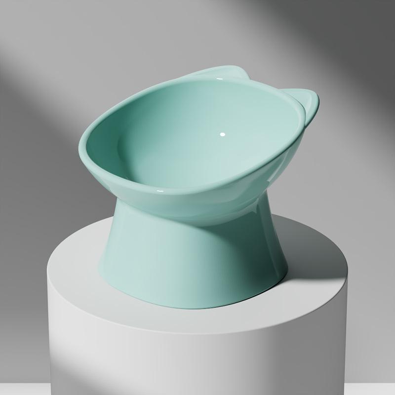 

Miaoxinbao Tilted High-legged Plastic Cat Bowl with Cartoon Neck Guard To Prevent Knocking and Feeding Pets озеро синий
