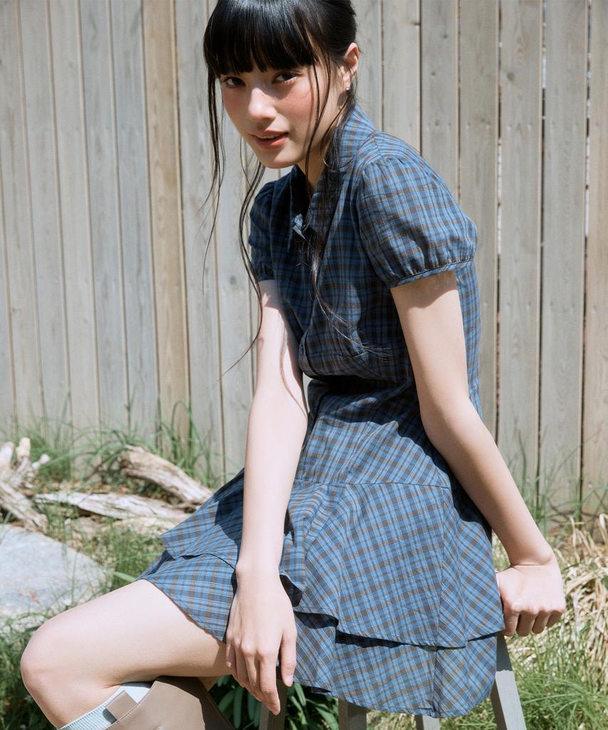 MIXXO Check Shirt Dress_Miwowg609G