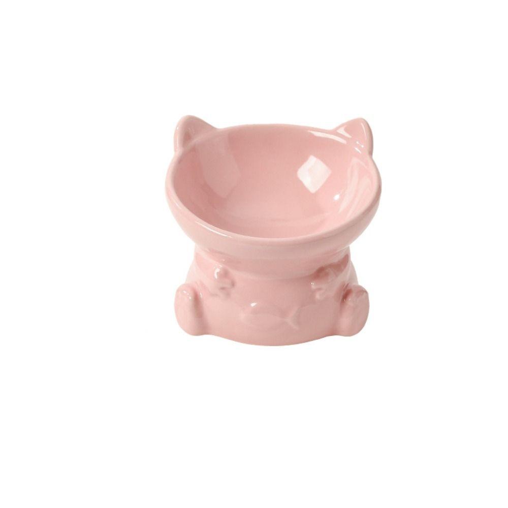 Cute Pet High Foot Bowl Creative Cats Drinking Feeder Pet Supplies Cat Bowl  Neck Protection
