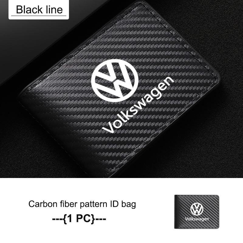 RUN1 For Volkswagen VW Carbon Fiber Car Men's Card Bag Storage With Multiple Cards Polo Jetta Sagitar Magotan Passat B5 B6 B7 CC