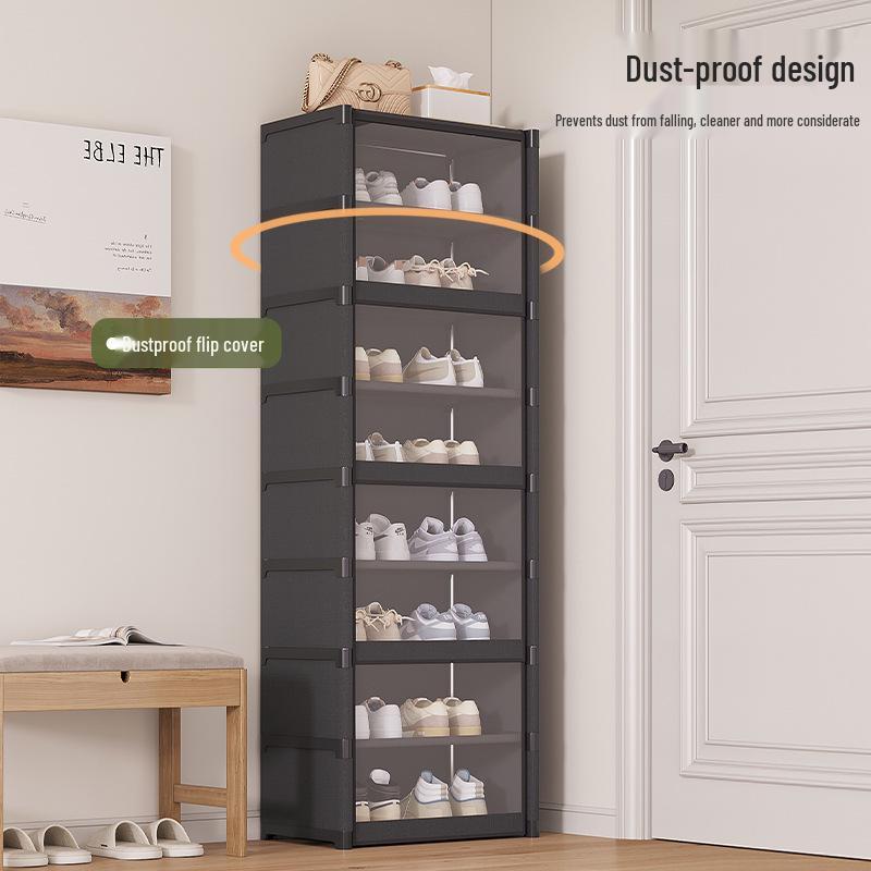 Sturdy Multi-layer Shoe Rack with Dustproof Transparent Shelves, Ideal for Home or Dorm.