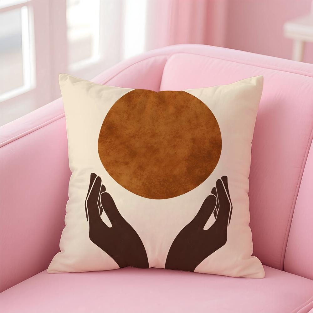 Geometric Square Warm Color Modern Simplicity Cushion Cover Pillow Case Soft Friendly Fabric  Concealed Zipper