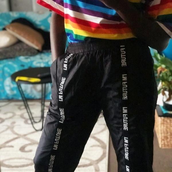 Women Streetwear Fashion Sports Harem Pants Trousers Full Length Loose Jogger Mujer Sporting Elastic Waist Letter Black Pantalon Plus Size