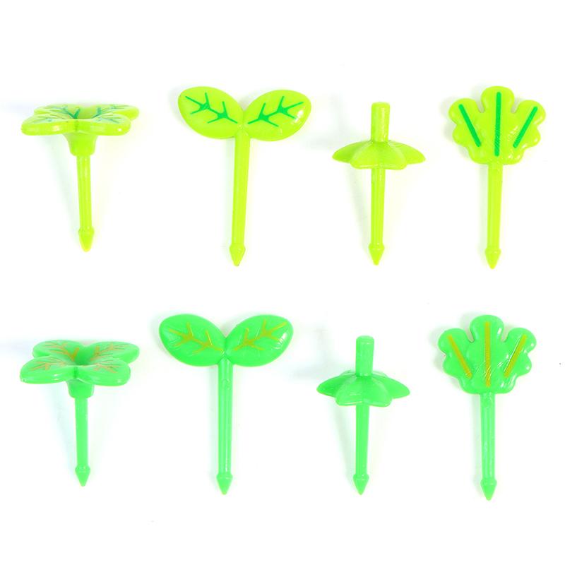 8Pcs/Set Fruit Fork Toothpick Leaves Decoration Lunch Box Bento Accessories