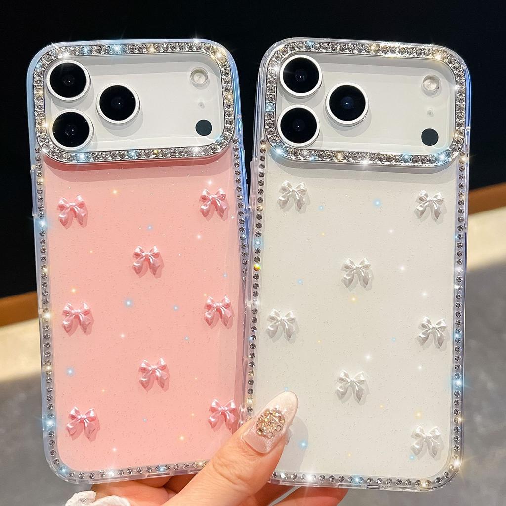 New Sparkling Diamond for Apple 17 Phone Case Sparkling Powder for IPhone 16 Promax Luxury Aurora Bow