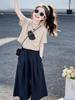 Girls' 2026 Summer Fashion Skort Set - Trendy Short Sleeve with Wide-Leg Style