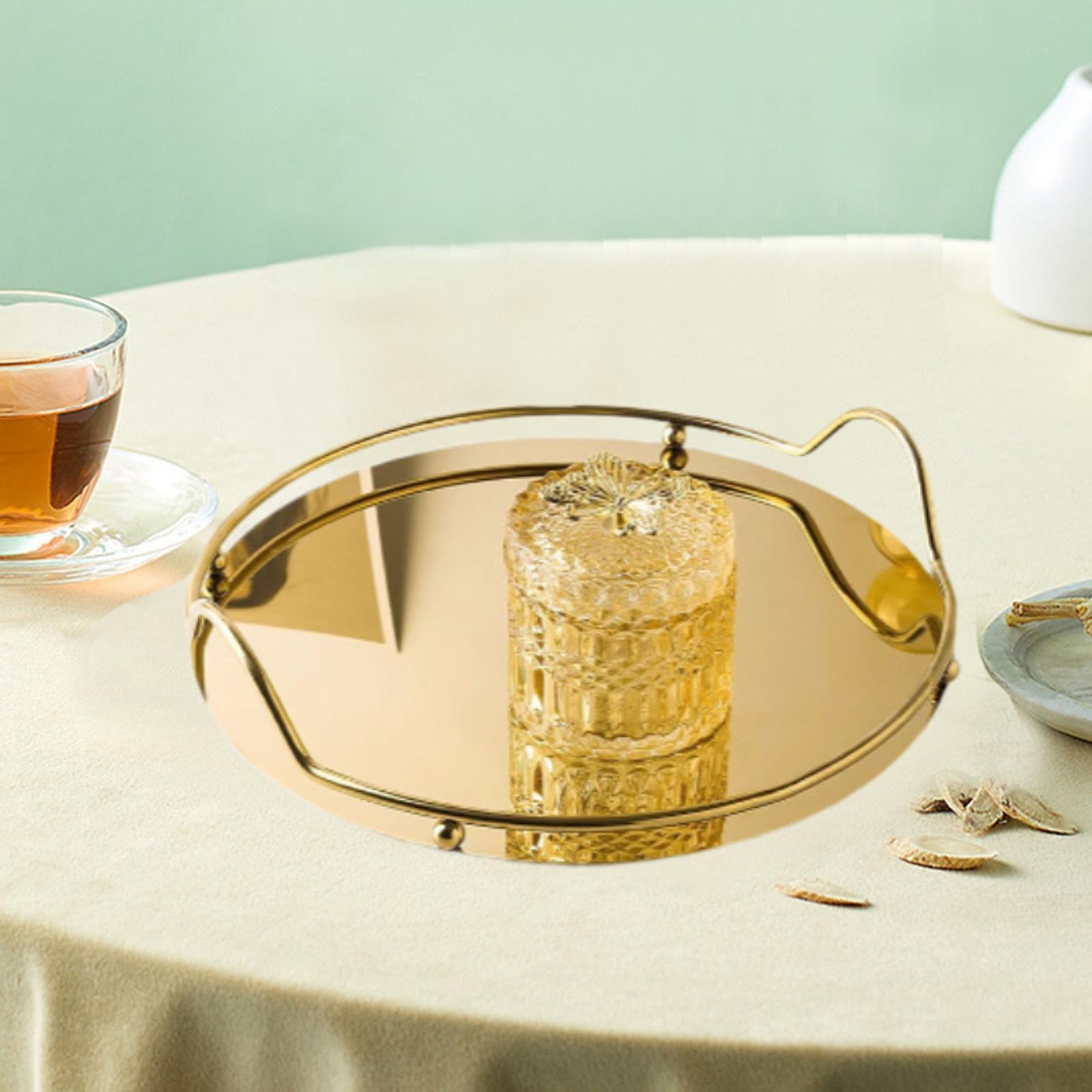 

Dresser Makeup Tray Metal Tray Stainless Steel Home Organizer Decorative Tray золотий