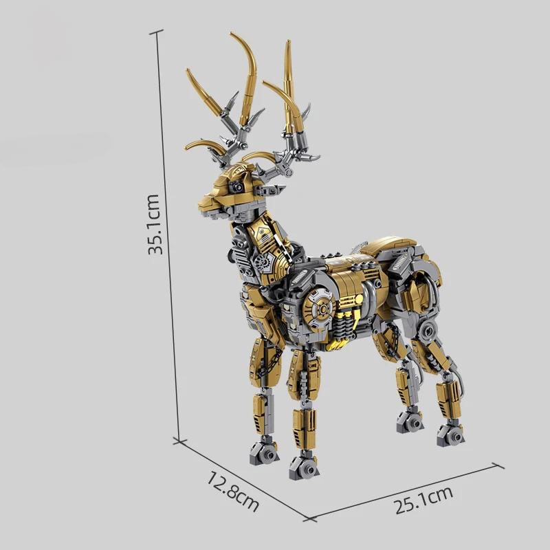 924 adet Yaratıcı ve İlginç Mekanik Elk Modeli Masaüstü Dekorasyon Yapı Taşları Tuğlalar Noel Oyuncakları Hediyeler