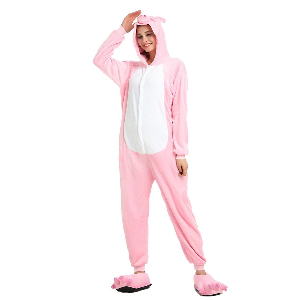 Women Flannel Cartoon  One-Piece Pajamas  Keep Warm Pajamas