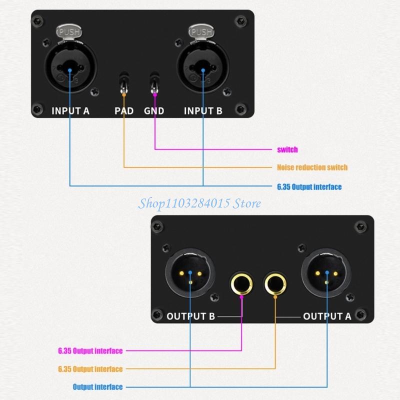 R6FF XLR 6.5mm Music Ground Looping Isolator For Guitar Studio Noise Reductions