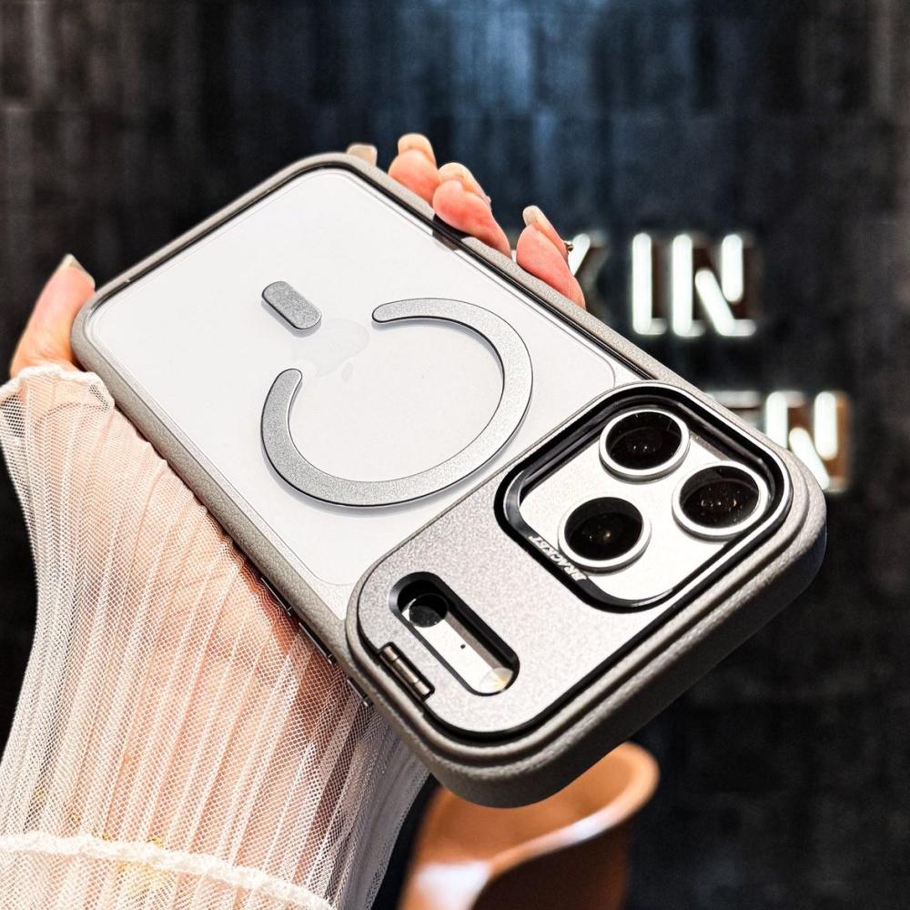 Glass Protection Lens Holder Magnetic Clear Case For For Iphone 17 16 1 14 13 Pro Max Flod Bracket For Leather Bumper Cover