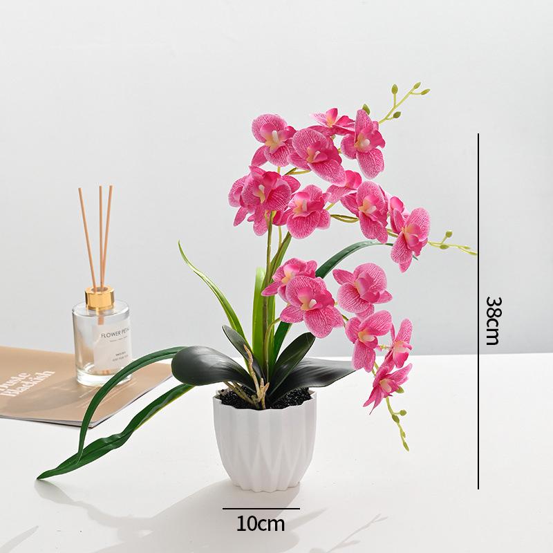 Artificial Orchid Potted Plants Fake Phalaenopsis In Plastic Pot Bonsai Plants Wedding Table Centerpiece Home Office Decoration