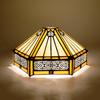 Vintage Stained Glass Lamp Shade 10" Brown Hexagon Stained Glass Lamp Shade - Vintage-Inspired Perfect for Pendant Floor Lamps