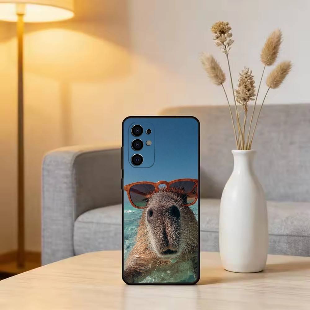 Cute Capybara Phone Case For Samsung S25,S24,S21,S22,S23,S30,Ultra,S20,Plus,Fe,Lite,Note,10,Black Cover