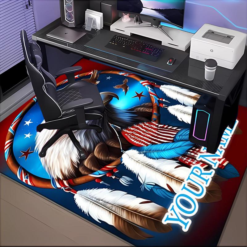 1PC Custom Name Eagle Spirit Dreamcatcher Theme Floor Mat Ideal for Living Room, Game Rooms, Office, Bedroom Floor Mat Design