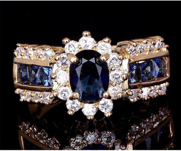 Fashion Women's Wedding Size 7/8/9/10 Ruby & CZ 18K Yellow Gold Filled Ring