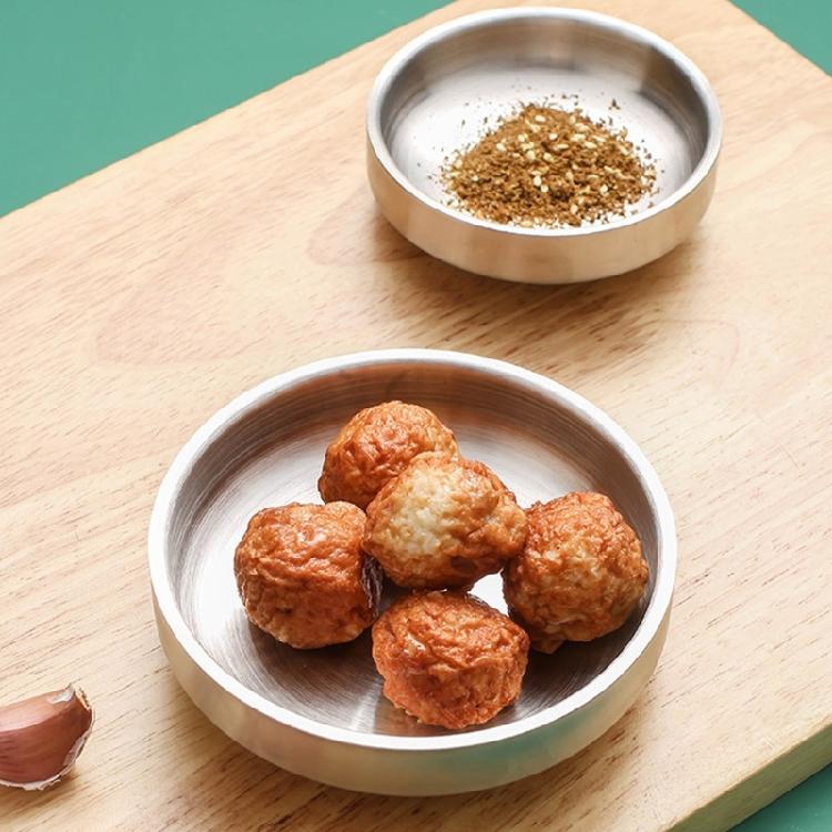 4Pcs Double Layer Small Plates Round Seasoning Dishes Stainless Steels Rice Bowl Appetizer Plates Easy to Clean
