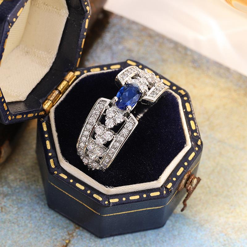 High Quality Big Blue Stone Diamond Ring Gemstone Emerald Tourmaline Pariba Jewelry Wedding 925 Silver Ring for Women