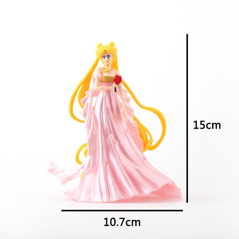 Non-Toxic Sailor Moon Figure Anime Cartoon Jupiter Makoto Venus Minako Tsukino Rabbit Doll Toy Little Princess Cake Decoration Ornaments
