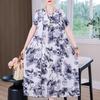 Elegant Long Dress for Women Vintage Clothes Plus Size Casual Short Sleeve Summer Loose Dress