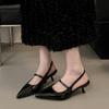 Spitze Zehen Stiletto Absatz Riemchen hinten Hohe Absätze Damen Frühling und Sommer Neu Kleines Elegantes Temperament Baotou Sandalen