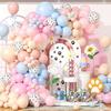 Dog Birthday Balloon Arch Baby Pink Pink Blue Cute Dog Paws Pattern Kids Balloon Girl