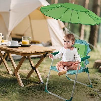 Kids Folding Beach Chair With Sun Umbrella Outdoor Portable Camping Chair Dinosaur/Panda Cute Leisure Chair for Outdoor Picnic
