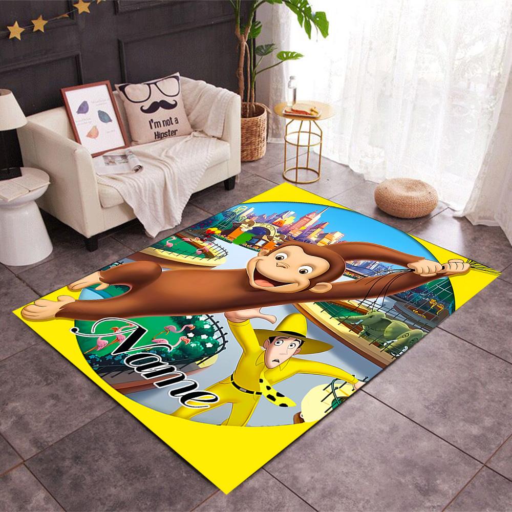 Curious Monkey Party Personalized Name Floor Mat Perfect for Bedrooms Study room Dormitory Playrooms Anti-slip Rug Decorate Offices