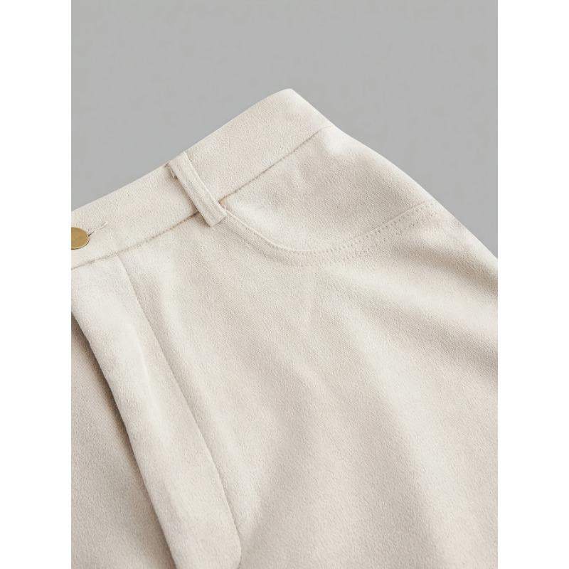 High-Waisted A-Line Tassel Hem Faux Suede Mini Skirt