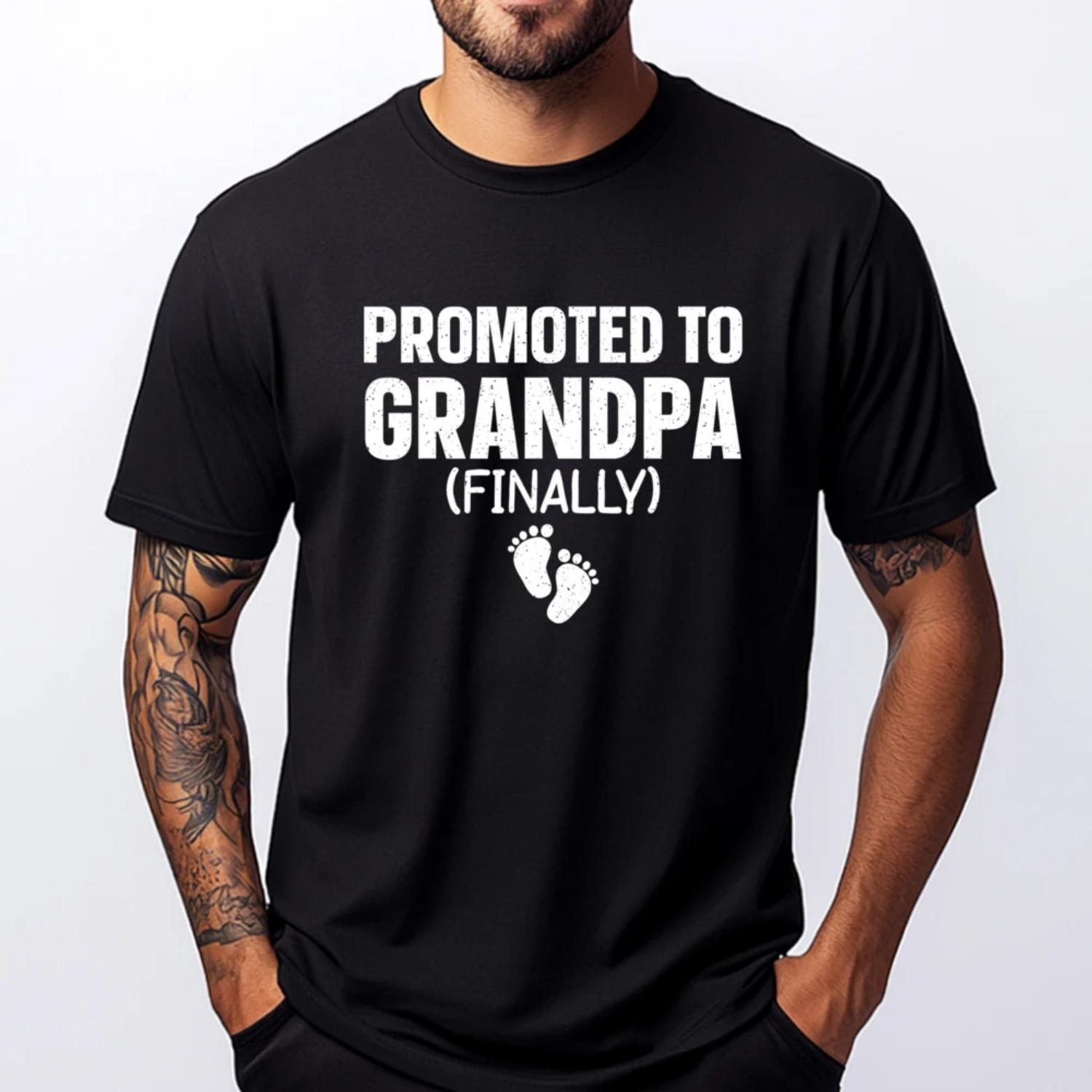 

Promoted To Grandpa Art For Men Grandfather To Be Grandpa Luxury T Shirt Men s Cotton T-Shirt Graphic Short Sleeve S чёрный