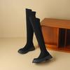 Krazing Pot Flock Autumn Winter Shoes Med Heels Flat Platform Size 42 Over-the-knee Boots Slip on Elastic Thigh High Boots