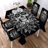 Blue Skull Tablecloth Gothic Tablecloth Black and White Watercolor Decorative Tablecloth Washable Stain Proof Tablecloth