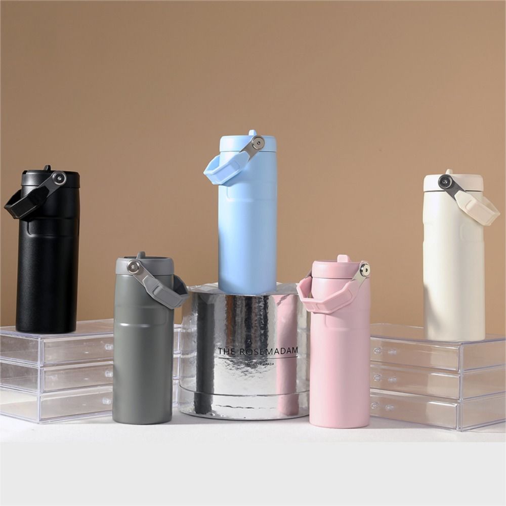Portable Stainless Steel Insulated Sports Bottle Double-Layer 16oz Vacuum Bottle Leak Proof Thermal Cup School