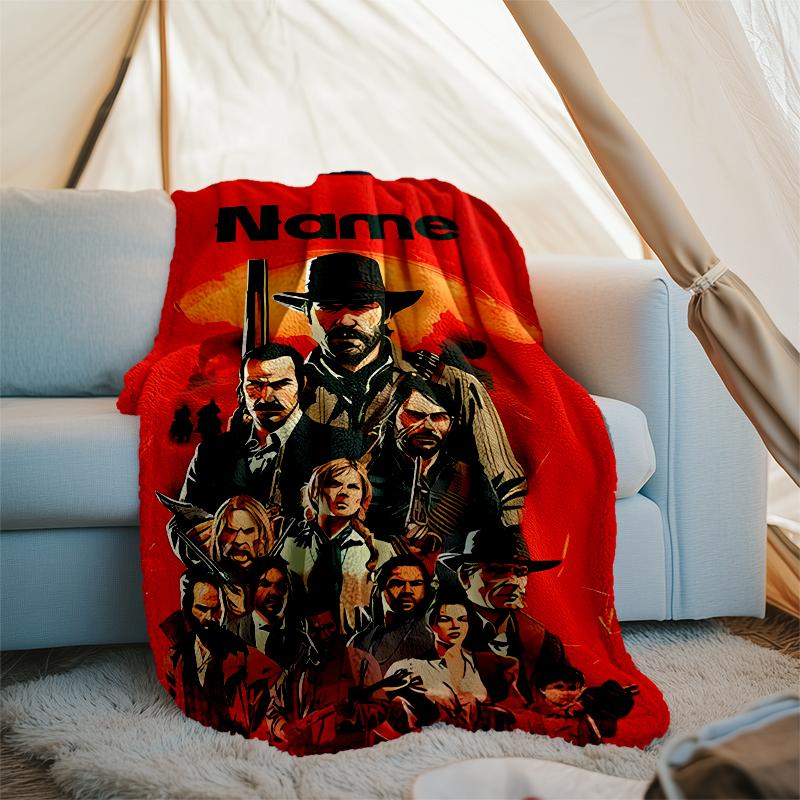 Personalized Custom Name Blanket - Red Dead Redemption Print Design,Blanket for Sofa,Bed,Travel,Camping - Soft and Warm, Great Gift