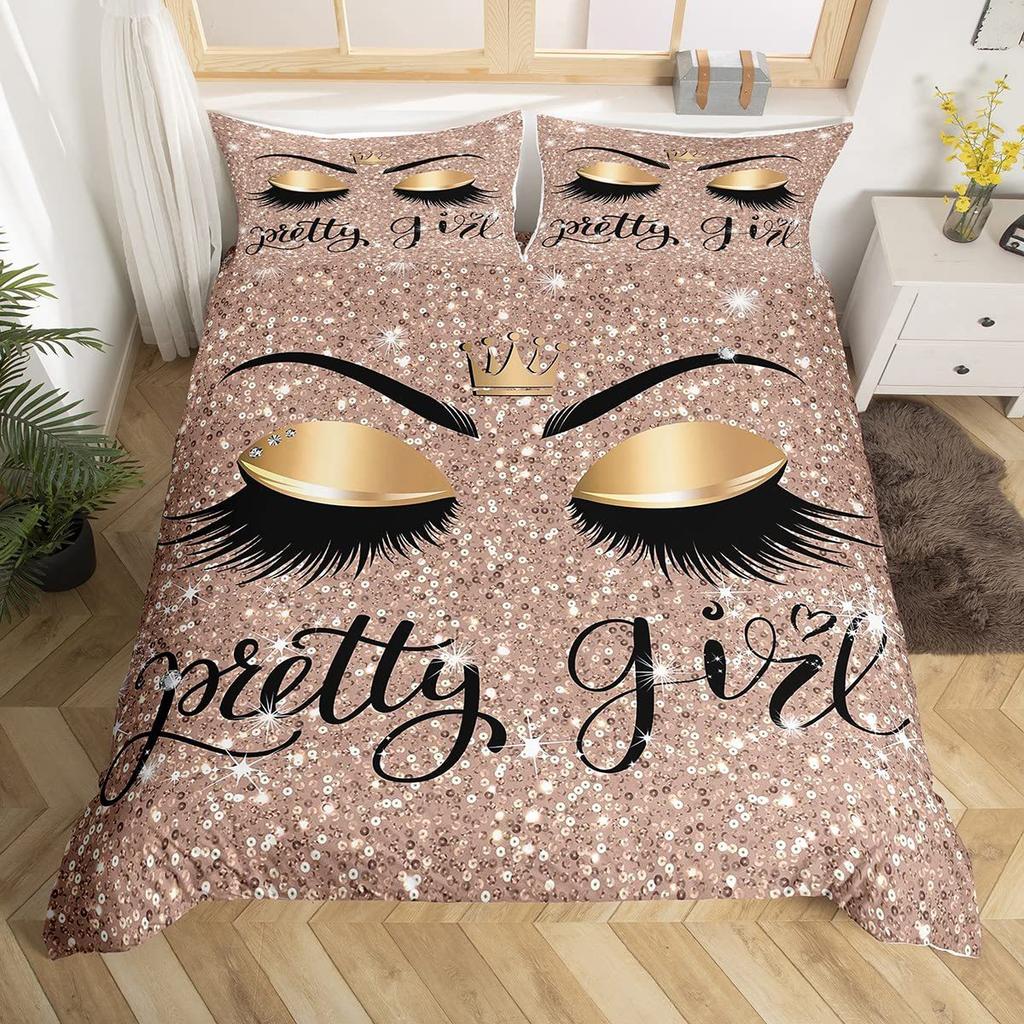 Eyelash Pattern Digital Printing Duvet Cover Set Bedding