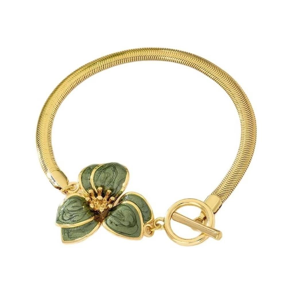 Gold Oil-Dripped Flower Pendant Anklet 3D Charm Beach Anklet Foot Chain Jewelry for Foot Jewelry