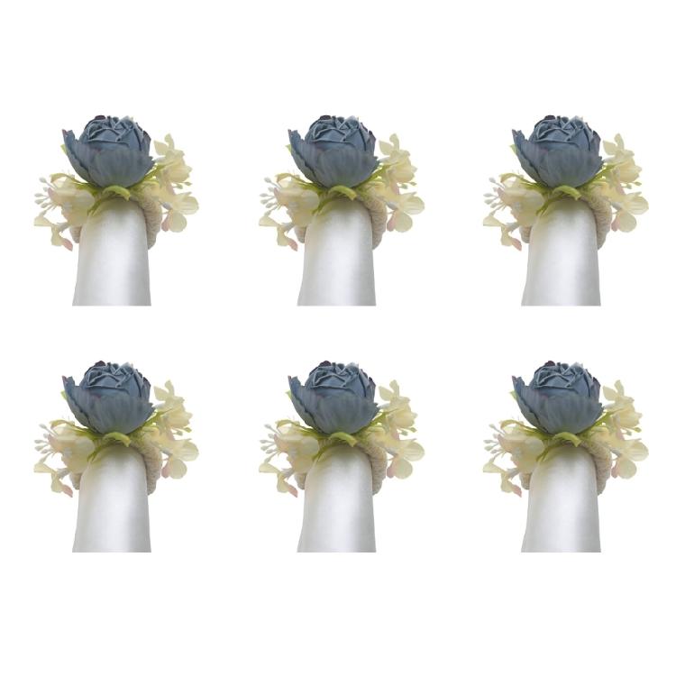 Pack of 6 Realistic Flower Napkin Rings Table Decorations for Wedding Banquets