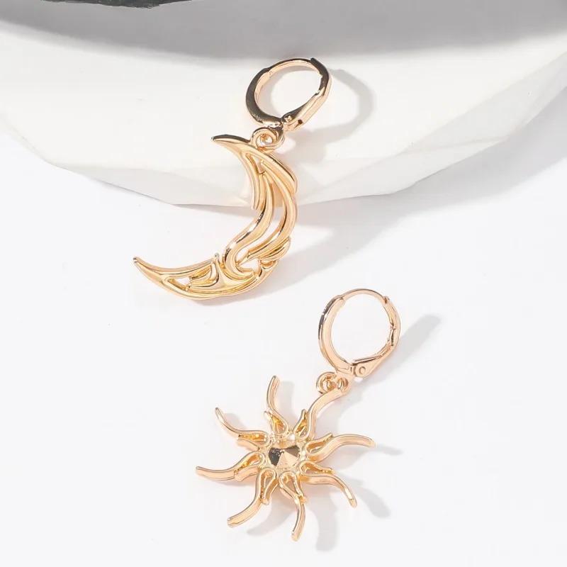 Stainless Steel Earrings Bohemian Sun Moon Totem Pendant New Senior Statement Temperament Dangle Earrings For Women Jewelry Gift