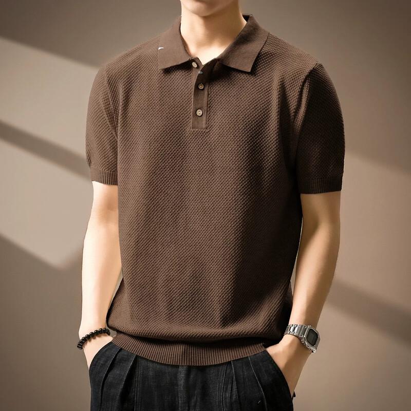 Men s Premium Waffle Knit Short Sleeve Polo Shirt 4XL