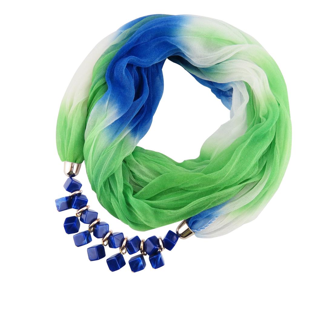 Summer Sunscreen Scarf Gradient Silk Scarf Scarf Resin Necklace Pendant Women's Jewelry Scarf