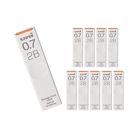 Mitsubishi Pencil Uni Mechanical Pencil Lead 0.7mm 2B 10 Leads/Box ULS07402B Smudge-Proof, Marker-Resistant, Easy-Slide Case