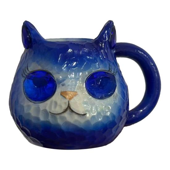 100ml Cat Mug Ergonomic Handle Stain-Proof High-Density Resin Drinking Cup 3D Artistic Cat Details Tea Cup