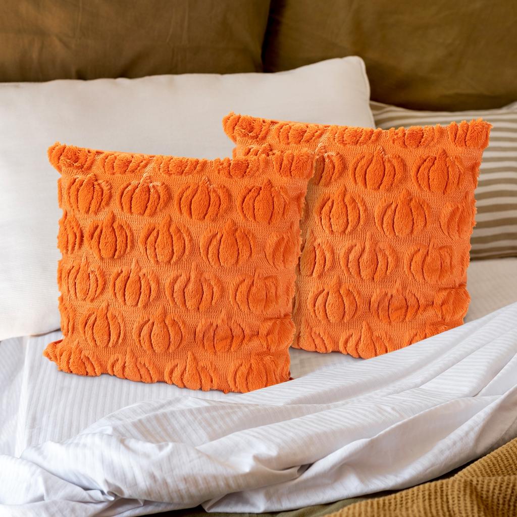 1/2pcs Halloween Plush Pillow Cover Pumpkin Ghost Pattern Cushion Case Festive Decor for Living Room Bedroom Throw Pillow Covers