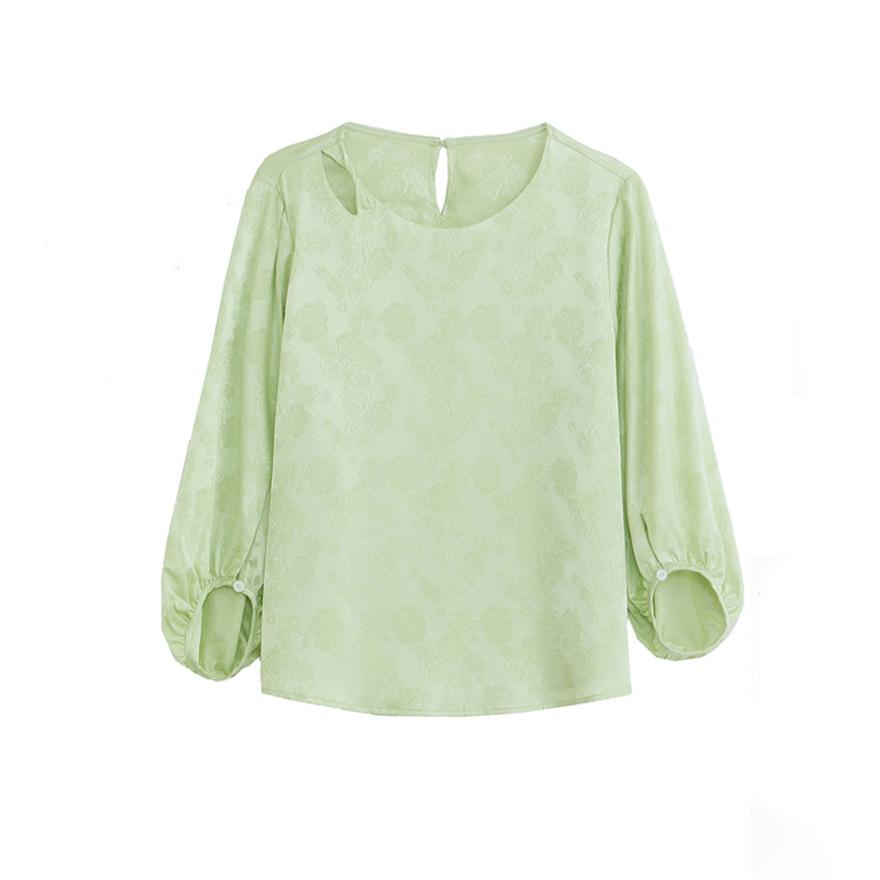 Summer stretch mulberry band silk jacquard shirt women's top mulberry silk shirt