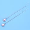 Super Fairy Long Cherry Blossom Earline Pink Flower Pearl Tassel Earrings Sweet and Fresh Women