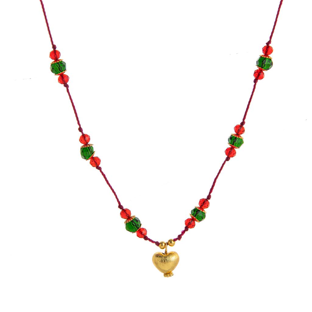 Fashionable temperament niche colorful heart shaped bead DIY pendant necklace for women