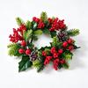 Artificial Pine Needle Christmas Candle Ring Red Berry Table Centerpiece  Dining Table